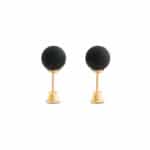 Stylish black fabric sphere earrings with gold accents, perfect for modern, versatileAccessorial looks.
