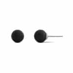 Black wireless earbuds contrasted with wired earbuds featuring an audio jack and ergonomic design.