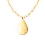 Elegant Baltic amber necklace with teardrop pendant in soft yellow, perfect for casual or formal wear.