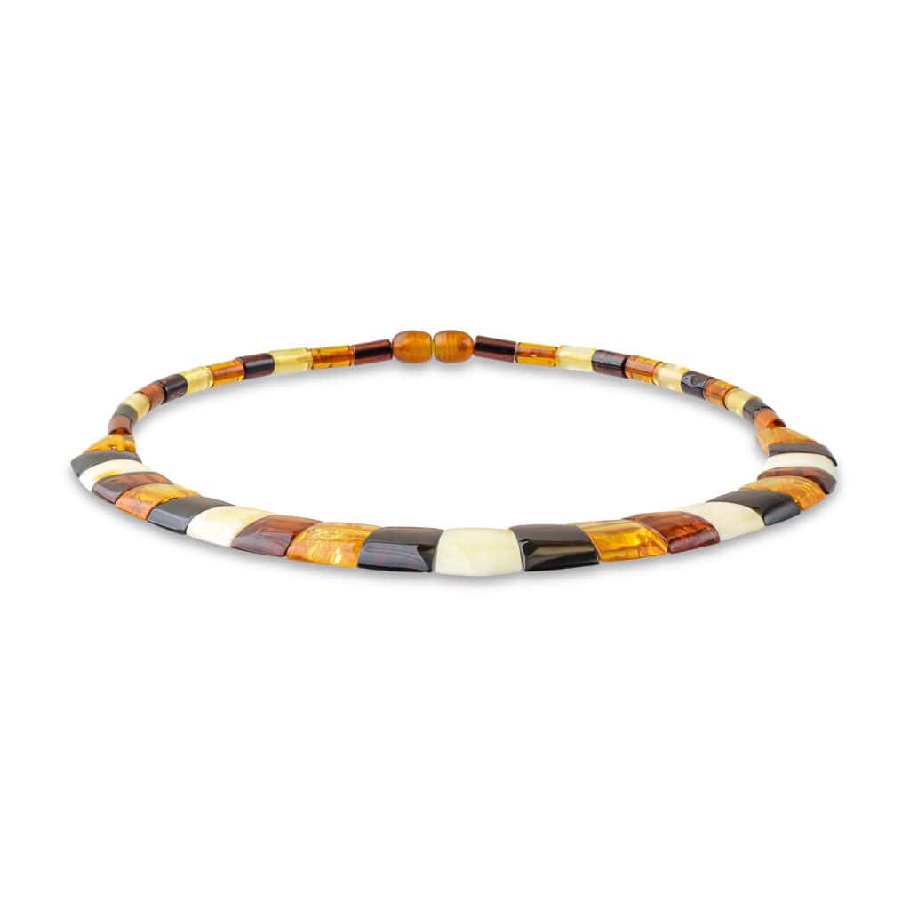 Elegant handmade Baltic amber necklace with warm, earthy beads and artisanal craftsmanship.