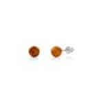 Sterling silver stud earrings with warm amber-colored round beads for timeless elegance.