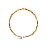 Exquisite Baltic amber necklace with silver clasp, showcasing warm, polished honey tones and handcrafted elegance.