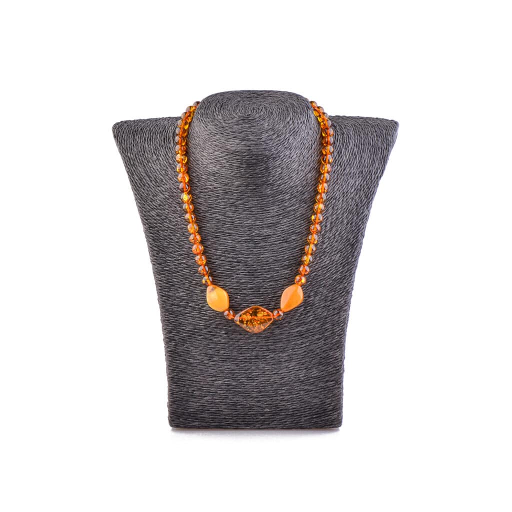 Elegant Baltic amber necklace with honey-toned beads, handcrafted for a timeless, versatile look.