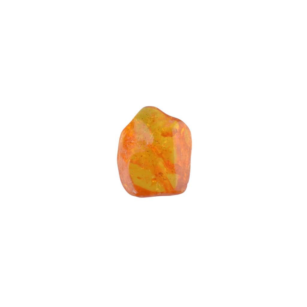 Polished orange and yellow natural stone with a glossy finish, showcasing vibrant, warm mineral colors.