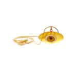 Elegant yellow oval pendant necklace with central design and charming circular accessory, crafted for style.