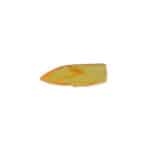 Bright yellow gemstone fragment with sharp edges and natural orange streaks, ideal for jewelry or collections.