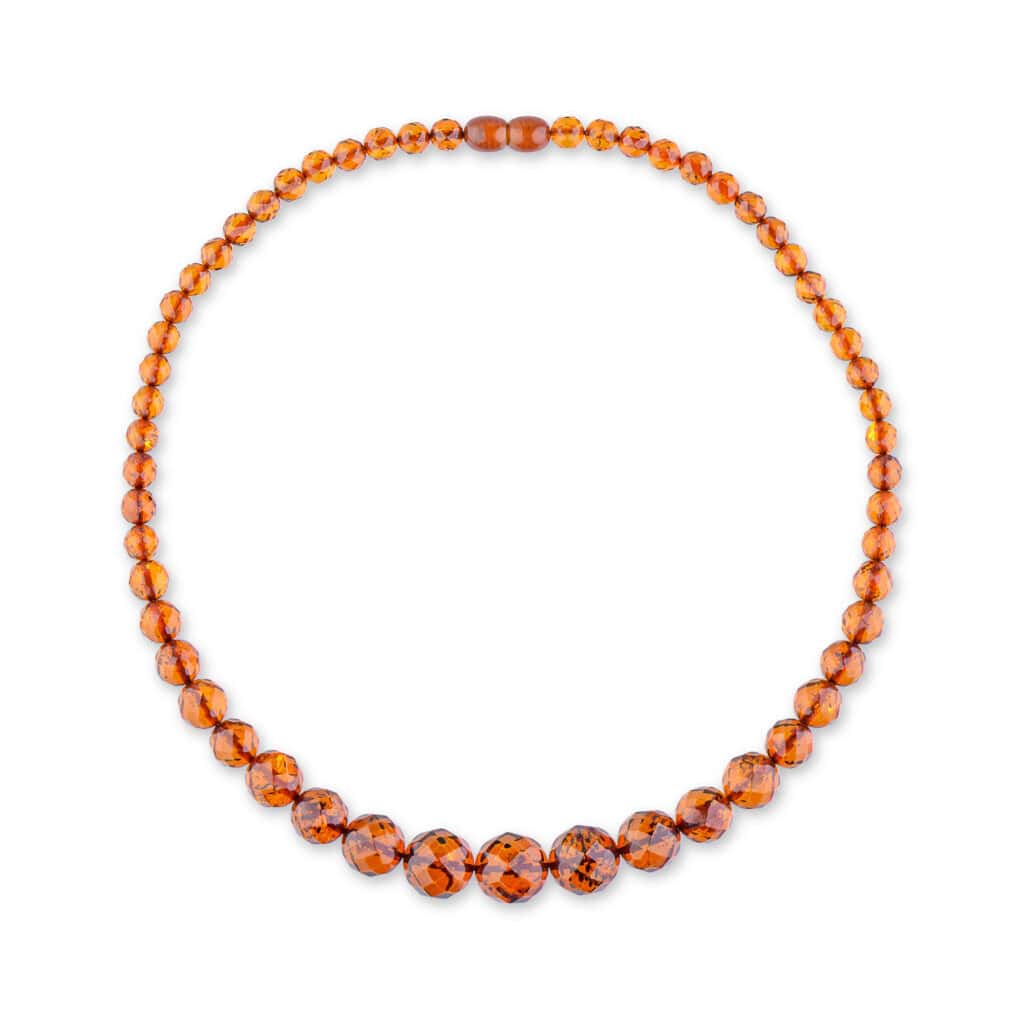 Natural Baltic amber necklace in warm cognac hues, elegant and versatile for any occasion.