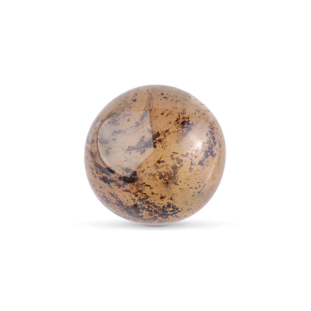 Polished earthy-toned stone sphere with intricate natural patterns, ideal for decor or meditation.