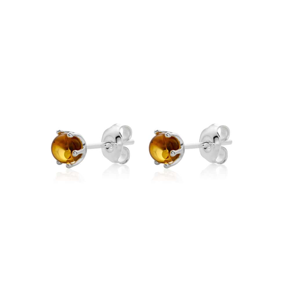 Elegant honey-yellow gemstone studs in sterling silver, perfect for daily or special occasions.