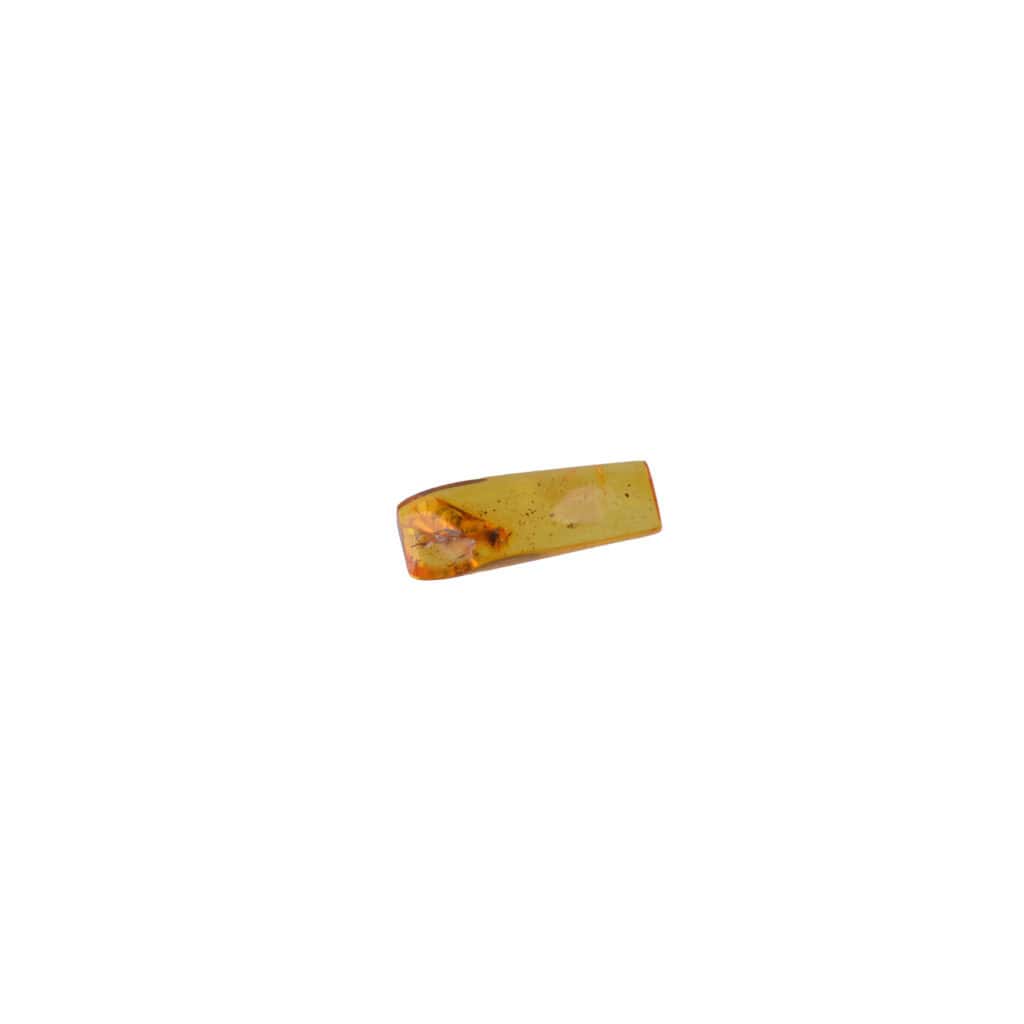 Vibrant amber gemstone with natural inclusions and smooth polished surface, showcasing warm golden hues.