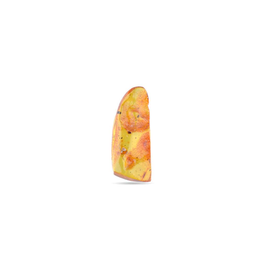 Polished amber pendant with natural inclusions, warm hues, and organic teardrop shape for jewelry.