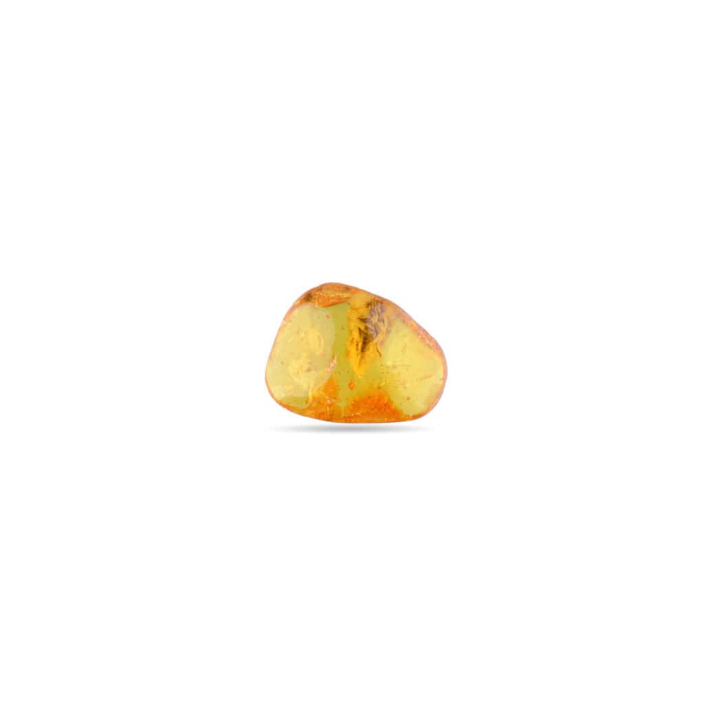 Smooth golden amber gemstone with internal inclusions, showcasing natural beauty and handcrafted artisanal quality.