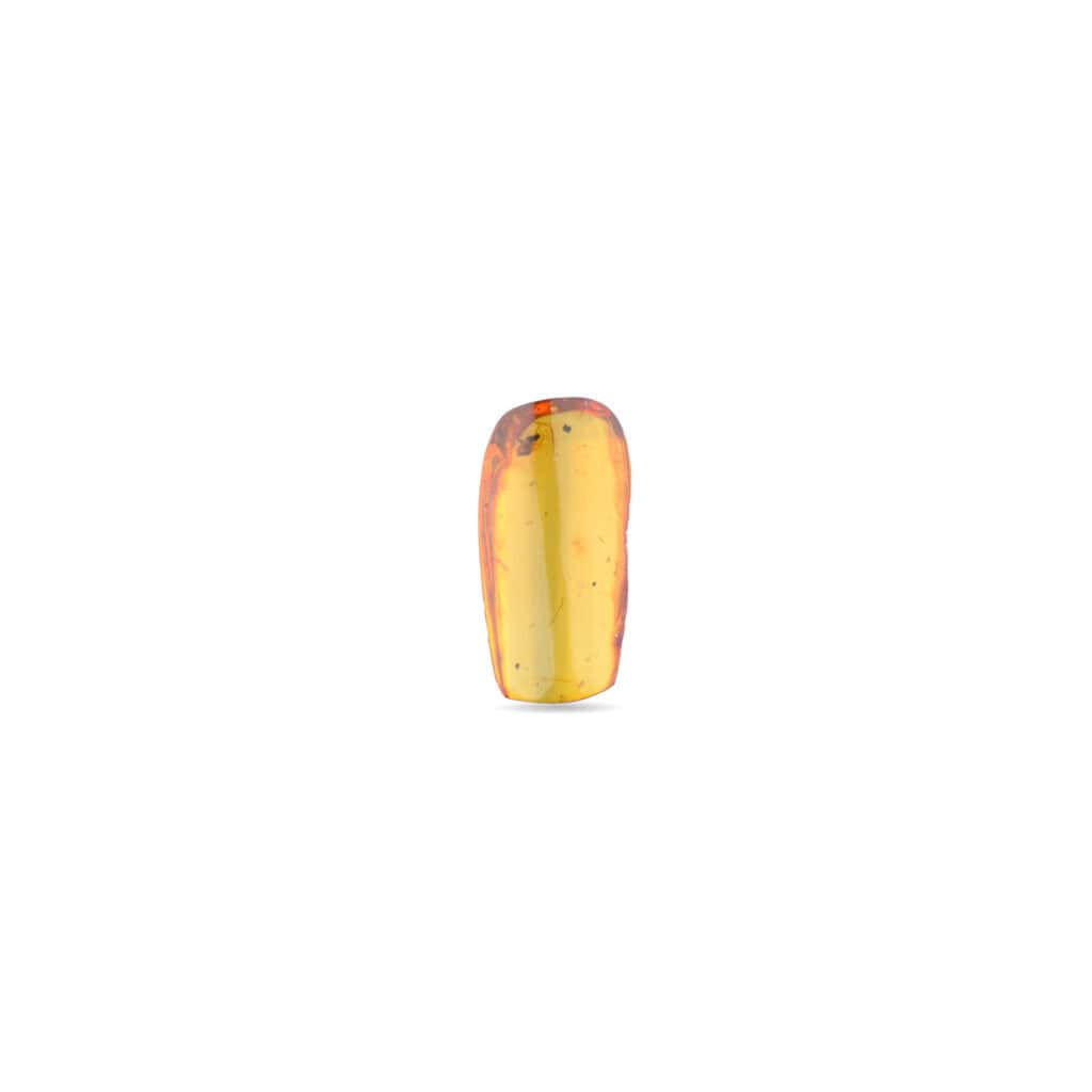 Polished amber gemstone with natural inclusions, warm hues, and smooth, elegant finish.