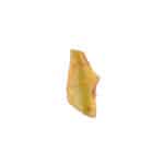 Translucent yellow mineral with orange-red inclusions and waxy surface, showcasing natural geological beauty.