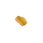 Small polished amber fragment with vibrant yellow-orange color and glossy, translucent appearance.