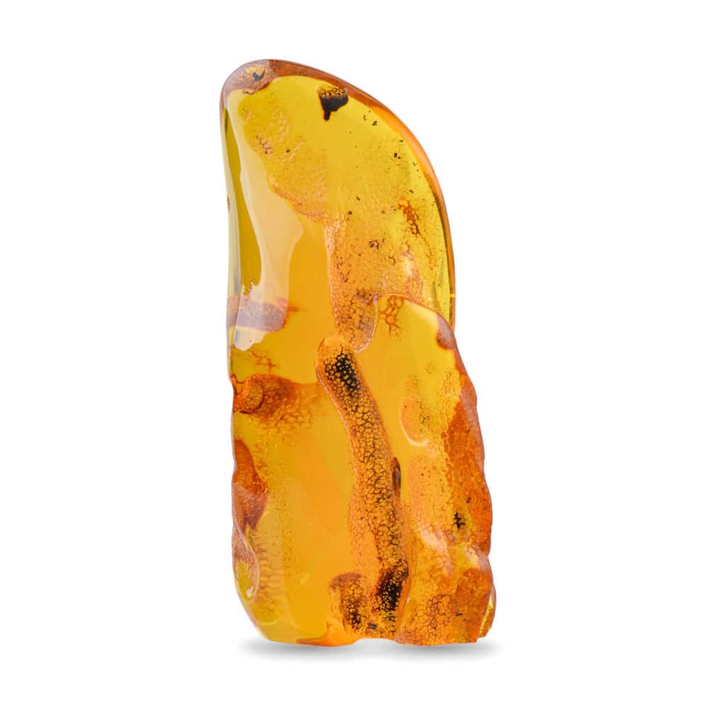 Polished Baltic amber with natural inclusions and warm golden color, perfect for jewelry or collection.