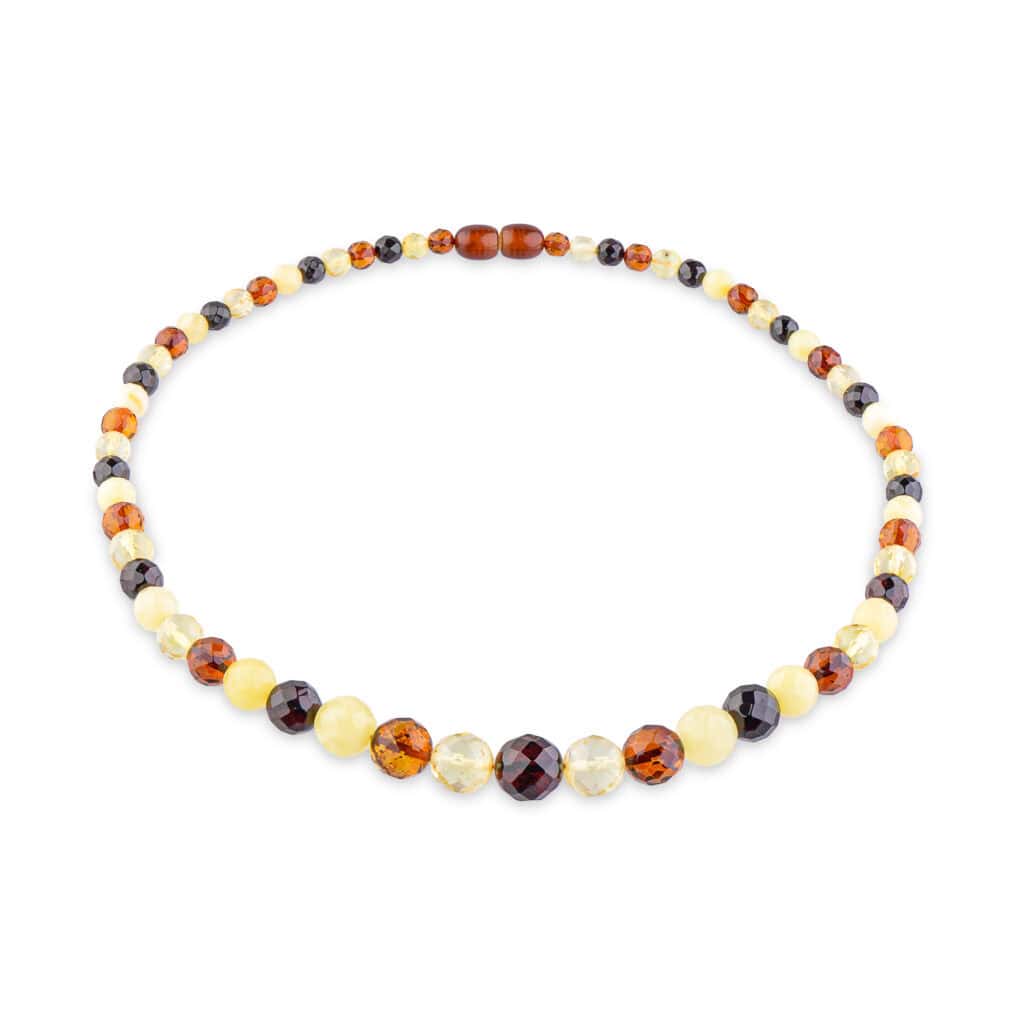 Elegant Baltic amber necklace with warm cognac tones and polished, natural beads.