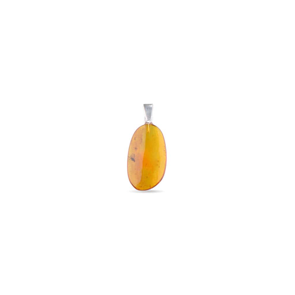 Bright orange Baltic amber pendant with silver bail, handcrafted and stylish for everyday wear.