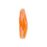 Polished orange stone resembling a smooth, tapered pebble with vibrant marbling and warm, translucent hues.