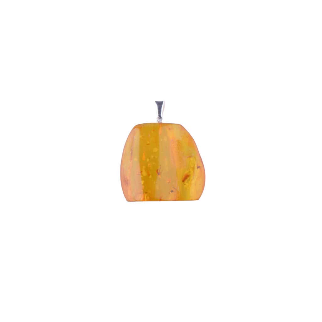 Natural Baltic amber pendant with inclusions, 14.6 g, handcrafted, gold and orange tones.