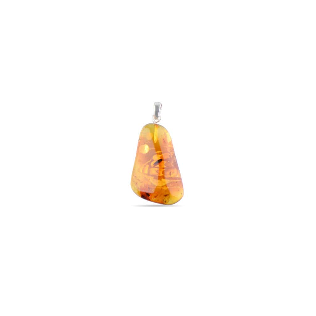 Natural Baltic amber pendant with inclusions and silver bail, warm and organic jewelry.