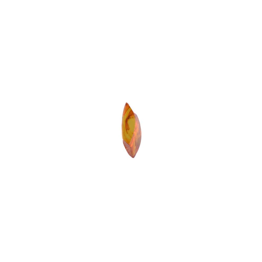 Abstract orange and yellow leaf-shaped pendant in minimalist design, inspired by nature and organic forms.