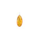 Polished Baltic amber pendant with natural inclusions, warm golden hues, and elegant teardrop shape.