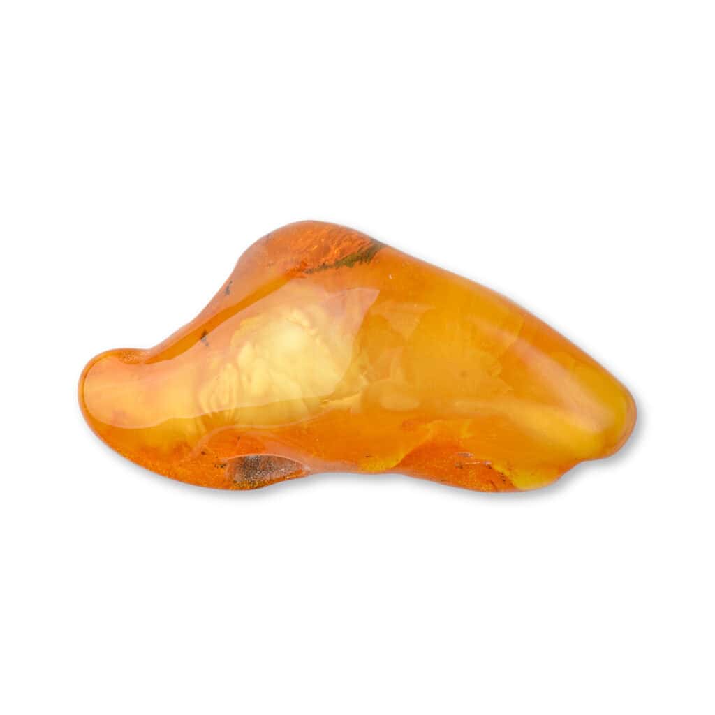 Natural Baltic amber pendant with warm orange color and smooth, organic shape.