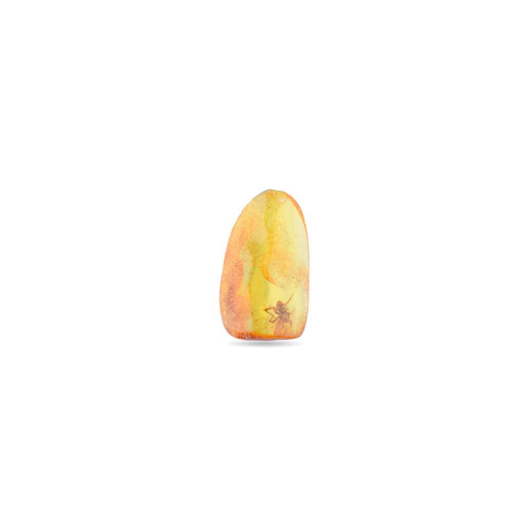 Polished amber pendant with vibrant yellow-orange hues and natural marbling for elegant jewelry.