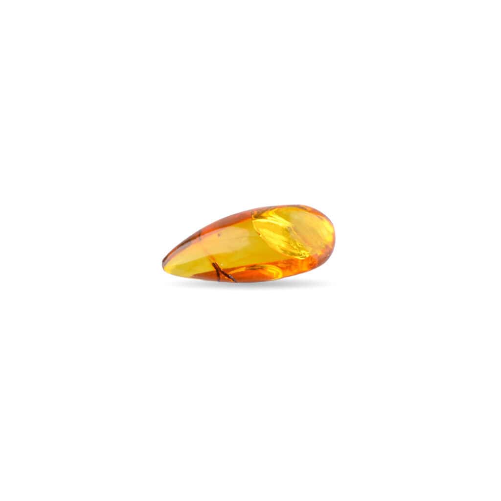 Polished teardrop Baltic amber with natural inclusions, showcasing warm hues and organic beauty.