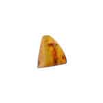 Triangular Baltic amber pendant with insect inclusions and warm golden tones, handcrafted jewelry.