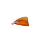 Polished amber triangle pendant with silver bail and natural inclusions, elegant jewelry accessory.