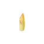 Polished yellow-orange natural stone with swirling colors, smooth surface, and sculptural, decorative appeal.