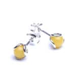 Elegant yellow bead silver stud earrings with modern, minimalist design and bright, cheerful style.