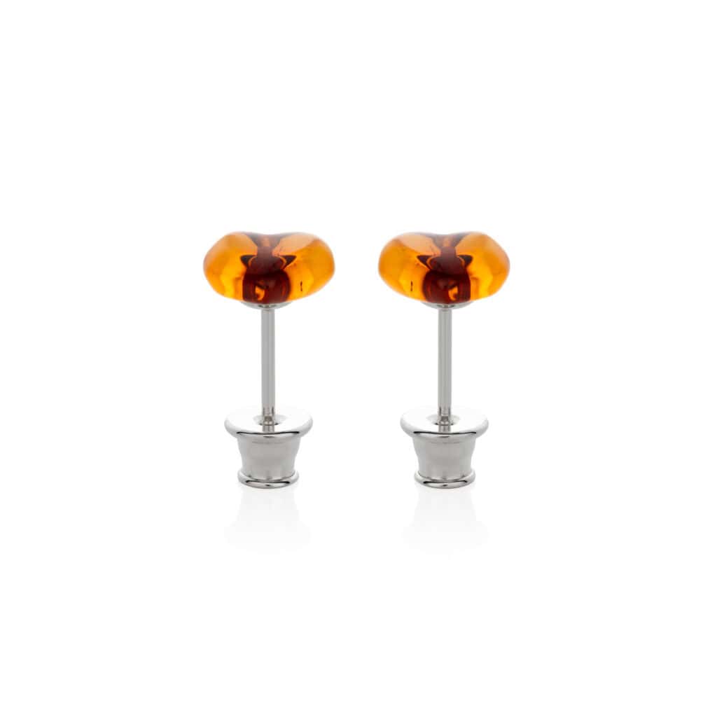 Elegant amber stud earrings with silver posts, handcrafted, timeless, and versatile for any occasion.