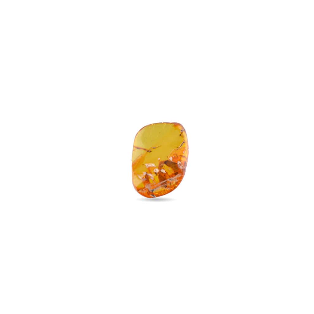 Vibrant yellow-orange gemstone with natural inclusions, smooth surface, and organic, freeform shape.