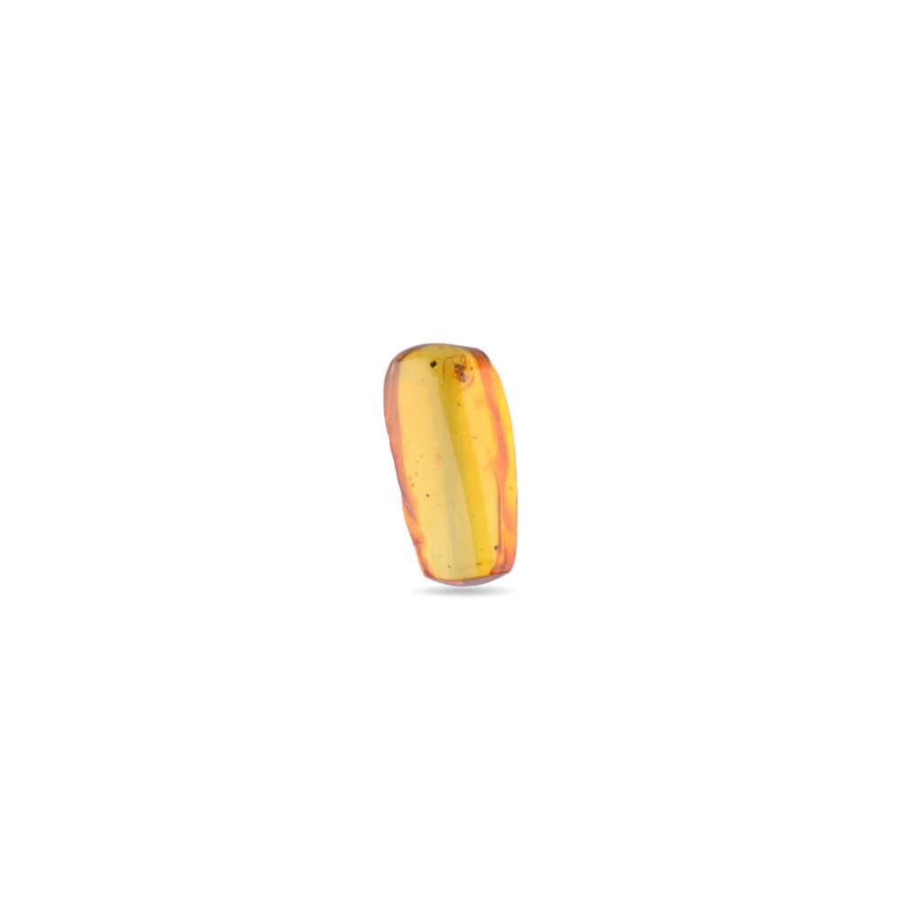 Fresh yellow banana with subtle orange hints, showcasing natural ripeness and smooth curved shape.