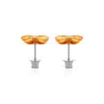 Playful orange slice earrings with silver stems, perfect for summer, casual or fun everyday wear.