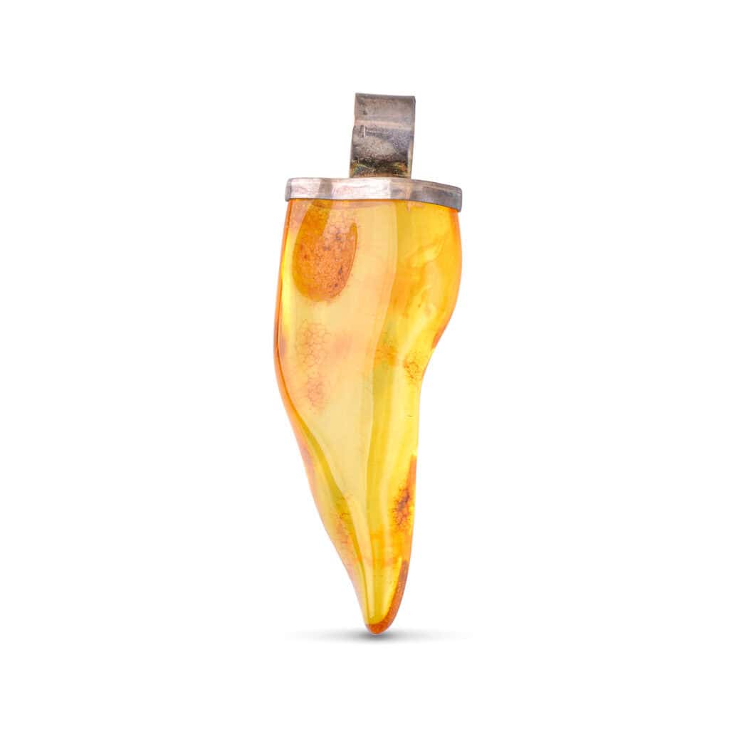 Vibrant resin chili pepper pendant with metal cap, handcrafted jewelry, colorful and eye-catching.
