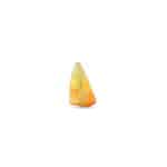 Polished triangular amber gemstone with warm yellow and orange hues, highlighting natural beauty and craftsmanship.