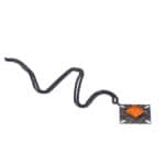 Vintage-style necklace with bold orange gemstone pendant and ornate dark metal detailing.