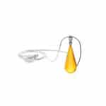 Vibrant yellow teardrop pendant on sleek silver chain, elegant jewelry for any special occasion.