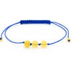 natural amber beads, three in the center with blue string