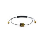natural Baltic amber bracelet with adjustable black thread, green amber in the center, barrel shape